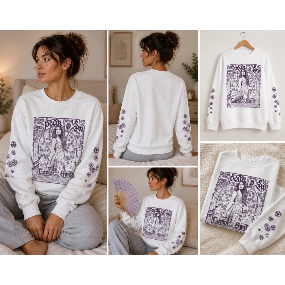 Taylor Swift Speak Now Taylors Version Tracklist White Crewneck Sweatshirt Large